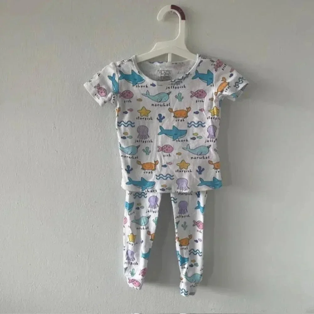 Children's Place Toddler Girls Sea Creature Snug Fit Cotton Pajamas, Size 2T